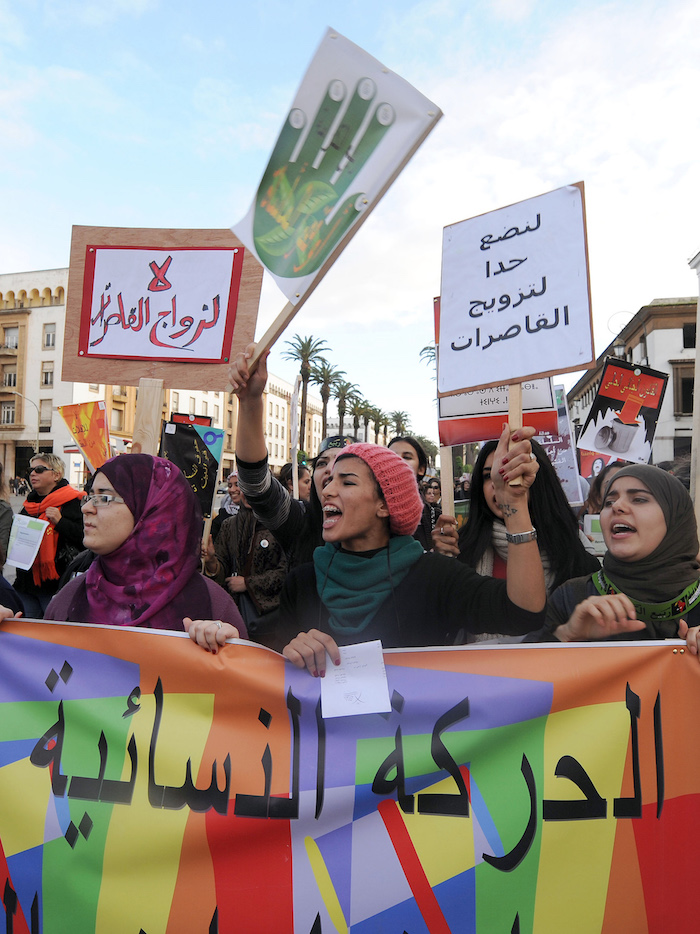 حركات احتجاجية ضد زواج القاصرات في المغرب(فاضل سنا/أ.ف.ب)