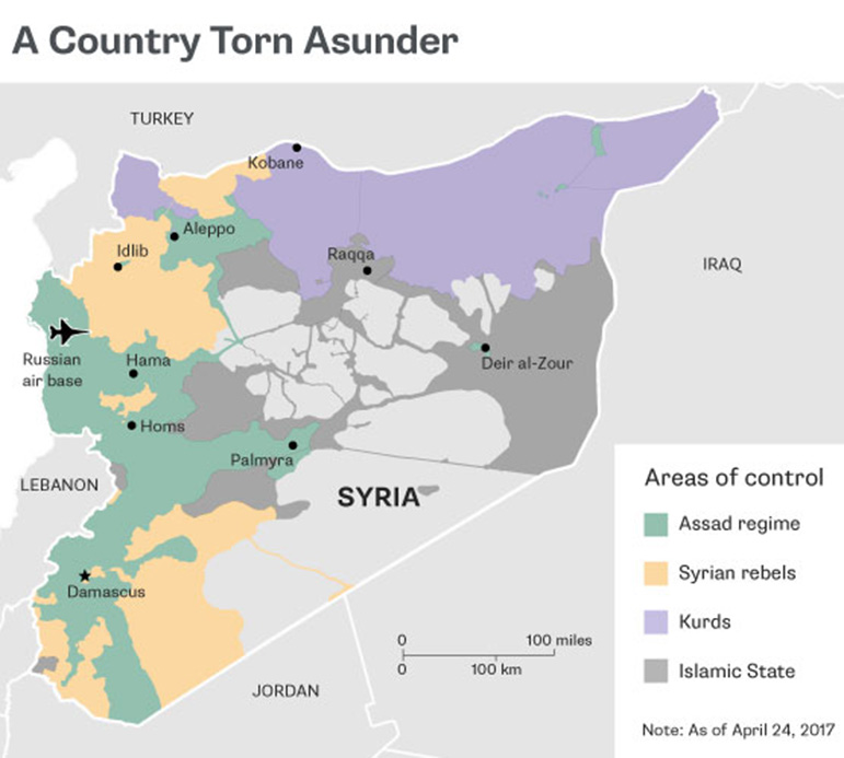 خريطة تمزّق سوريا (بلومبيرغ)