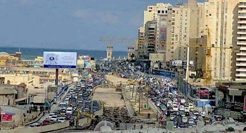 صورة للأشغال في كورنيش الإسكندرية (مواقع التواصل الاجتماعي)