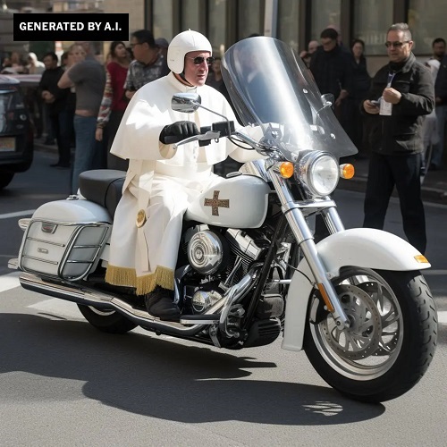 البابا فرانسيس على دراجة نارية