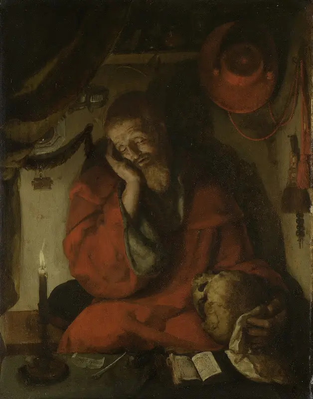القديس جيروم في دراسته على ضوء الشموع – آرت فان ليدن