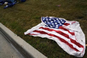 American flag after highland shooting 