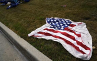 American flag after highland shooting 
