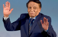 Egyptian actor Adel Imam waves from stage