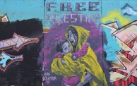 غرافيتي لامرأة غزية مذعورة في برشلونة