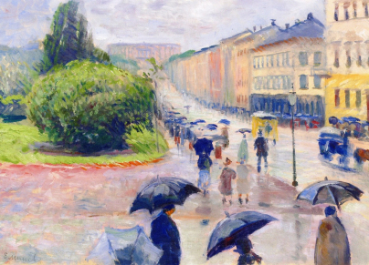لوحة "كارل يوهان تحت المطر" للرسام النرويجي إدفارت مونك