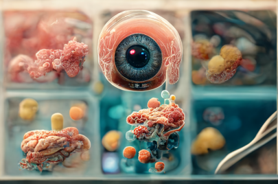 an image that visually represents the intersection of artificial intelligence (AI) and public health