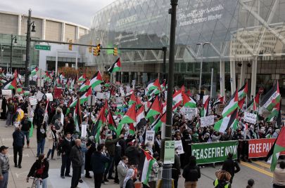 مظاهرات داعمة للفلسطينيين في ميشيغان (AFP)