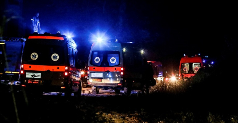 ambulances in crash site in greece 