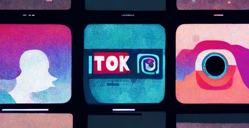  image that represents the intersection of journalism and TikTok, showcasing the platform's unique short-form video format and its appeal to younger generations