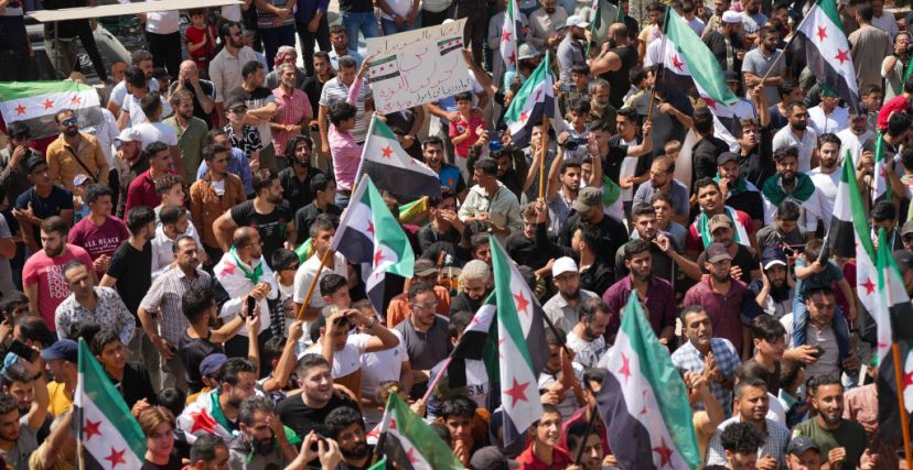 مظاهرة في مدينة إعزاز شمال سوريا (Getty)
