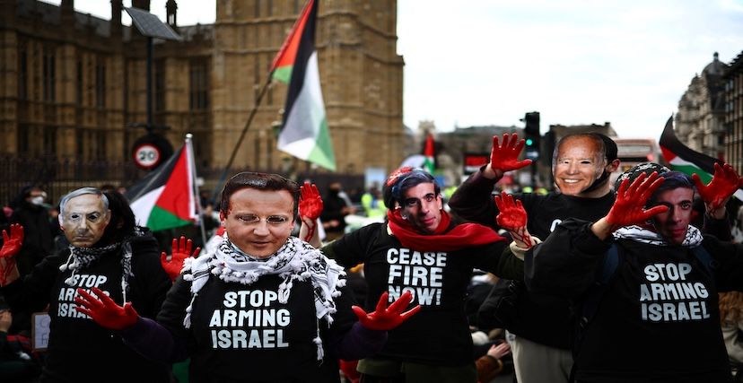 مظاهرة تطالب بوقف إطلاق النار، لندن في 6 كانون الثاني/يناير الماضي