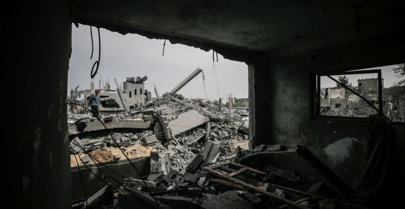 بيوت مدمرة في قطاع غزة