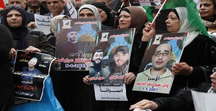 أمهات الأسرى الفلسطينيين خلال مظاهرة في نابلس