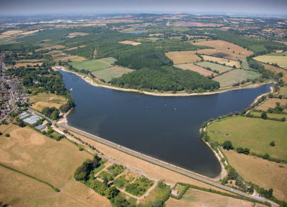 Aerial photograph of Thornton Reservoir, Leicestershire.