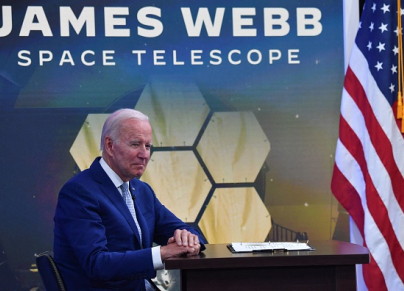 Joe Biden revealing the image of The James Webb Space Telescope