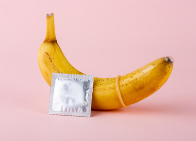 condom and a banana