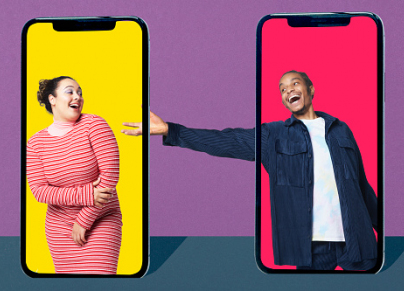 man and woman on phone backgrounds