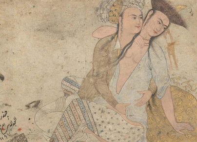Erotic scene from the Persian Safavid period c1660. Photo courtesy the Museum of Fine Arts, Boston