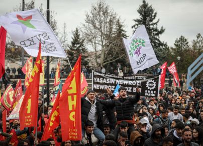 مظاهرة لأنصار حزب الشعوب الديمقراطي في أنقرة